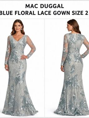 MAC DUGGAL ICE BLUE EVENING GOWN 2 NWT